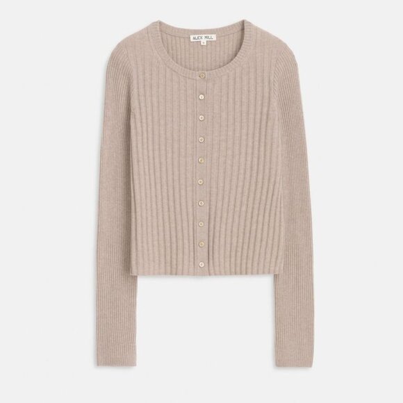Alex Mill Kristin Rib Cardigan in tan size medium - Picture 1 of 4